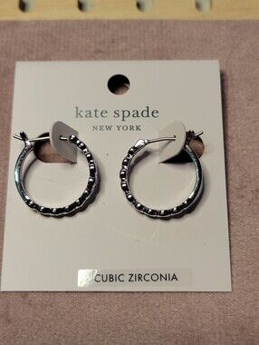 Nwt Kate Spade Full Circle Brilliant Cz Silvertone Hoop Earrings.